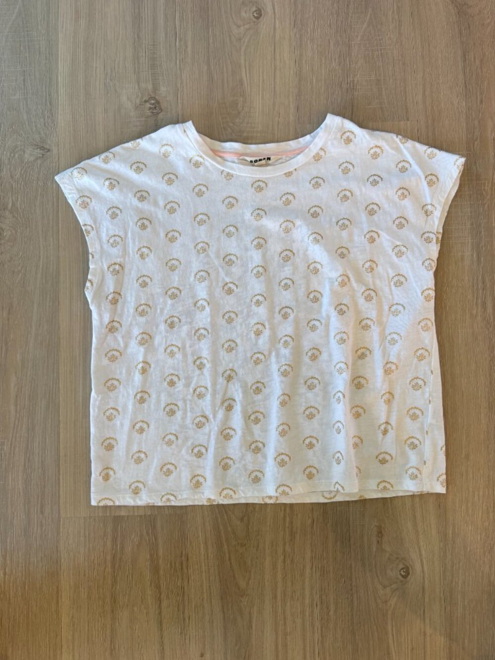 BODEN Women's short sleeve gold white T shirt top Size Medium
